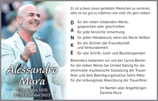 Traueranzeige von Alessandro Mura von Butzbacher Zeitung