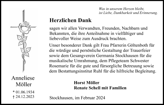 Traueranzeige von Anneliese Möller von Lauterbacher Anzeiger, 
