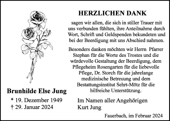 Traueranzeige von Brunhilde Else Jung von Butzbacher Zeitung