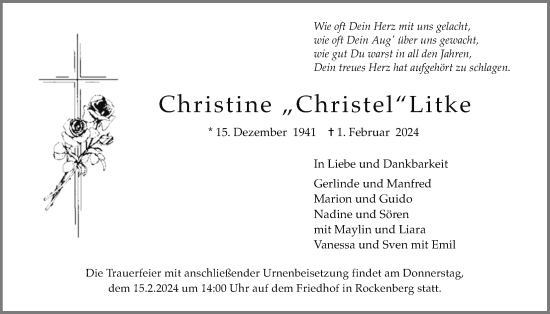 Traueranzeige von Christine Litke von Butzbacher Zeitung