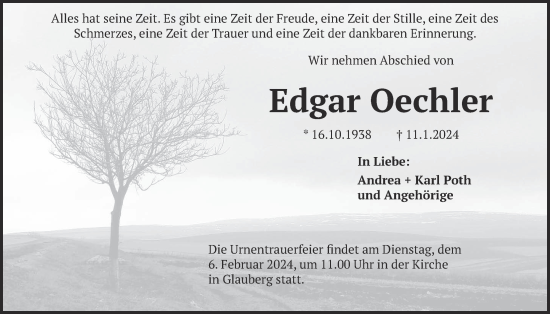 Traueranzeige von Edgar Oechler von Kreis-Anzeiger