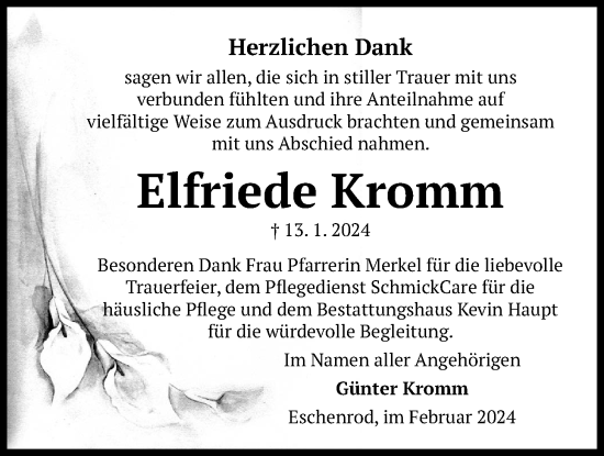 Traueranzeige von Elfriede Kromm von Kreis-Anzeiger