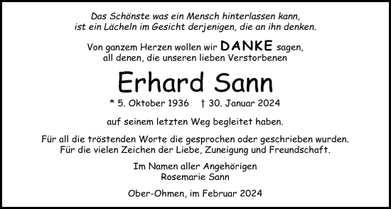 Traueranzeige von Erhard Sann von Mücker Stimme