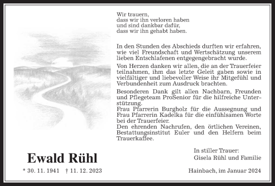Traueranzeige von Ewald Rühl von Oberhessische Zeitung