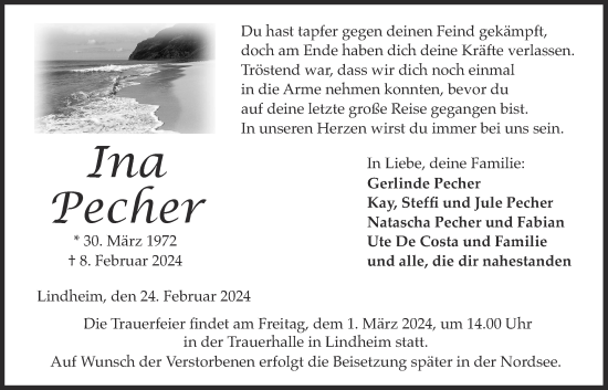 Traueranzeige von Ina Pecher von Kreis-Anzeiger