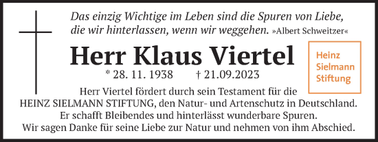 Traueranzeige von Klaus Viertel von Wetterauer Zeitung