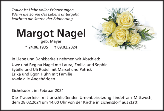 Traueranzeige von Margot Nagel von Kreis-Anzeiger
