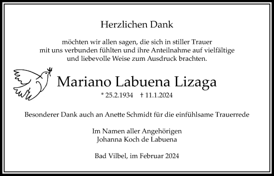 Traueranzeige von Mariano Labuena Lizaga von Bad Vilbel/Karben