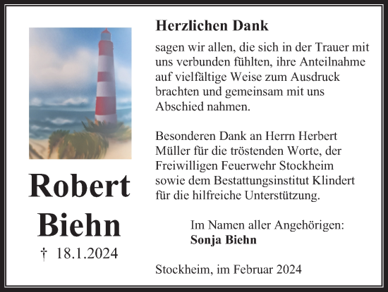 Traueranzeige von Robert Biehn von Kreis-Anzeiger