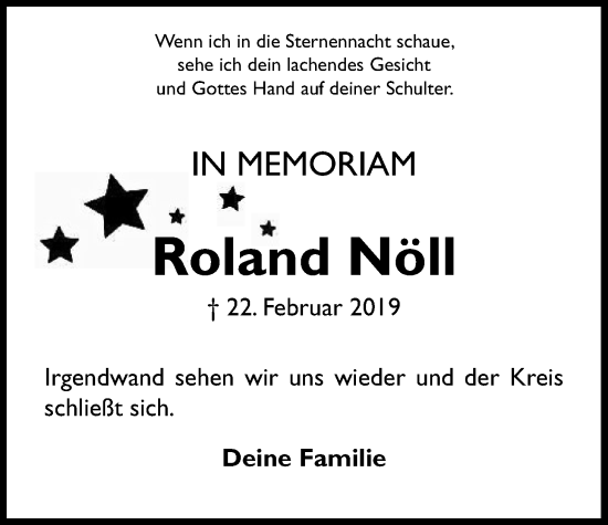 Traueranzeige von Roland Nöll von Usinger Anzeiger