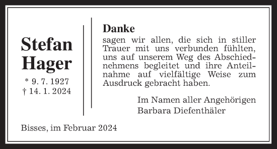 Traueranzeige von Stefan Hager von Wetterauer Zeitung