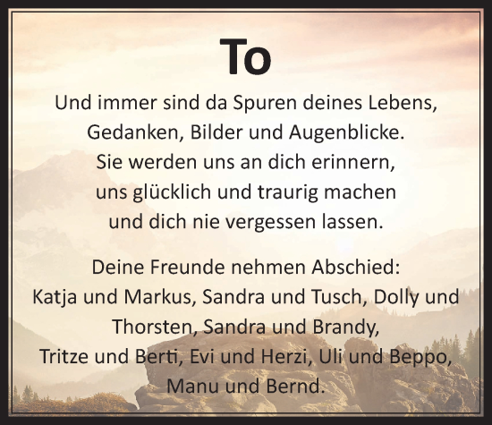 Traueranzeige von Torsten Treuer von Kreis-Anzeiger