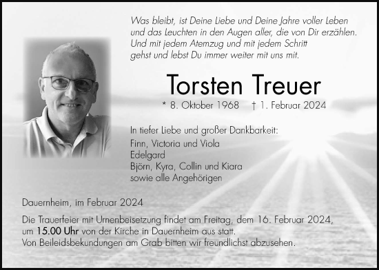 Traueranzeige von Torsten Treuer von Kreis-Anzeiger