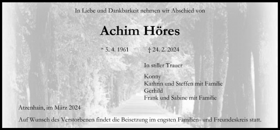 Traueranzeige von Achim Höres von Mücker Stimme