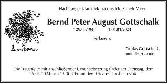 Traueranzeige von Bernd  Gottschalk 