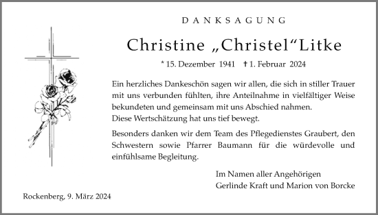Traueranzeige von Christine Litke von Butzbacher Zeitung