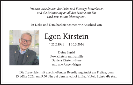 Traueranzeige von Egon Kirstein von Bad Vilbel/Karben