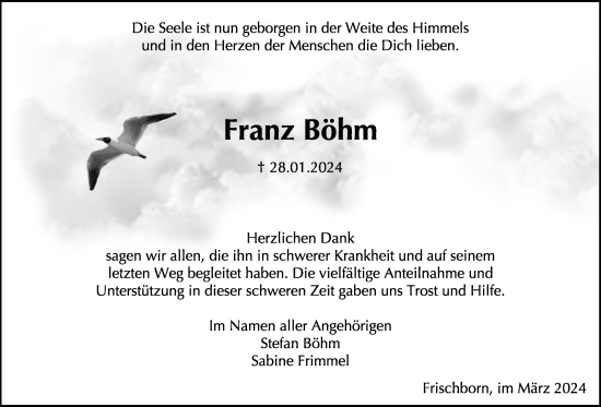 Traueranzeige von Franz Böhm von Lauterbacher Anzeiger
