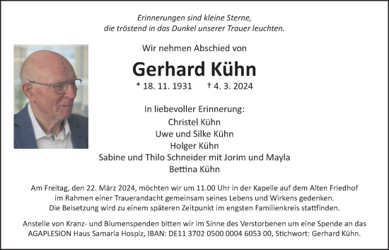 Traueranzeige von Gerhard Kühn von Giessener Anzeiger, Giessener Allgemeine, Alsfelder Allgemeine