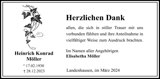 Traueranzeige von Heinrich Möller von Lauterbacher Anzeiger