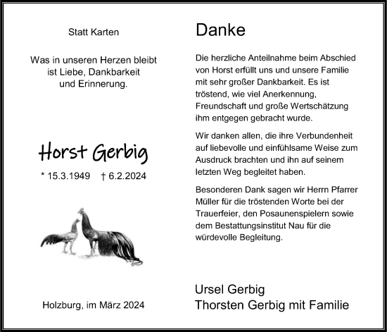Traueranzeige von Horst Gerbig von Oberhessische Zeitung, 