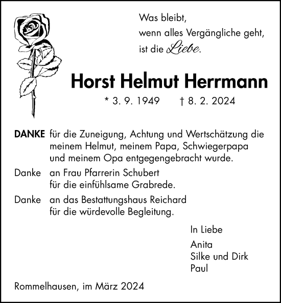 Traueranzeige von Horst  Herrmann von Kreis-Anzeiger