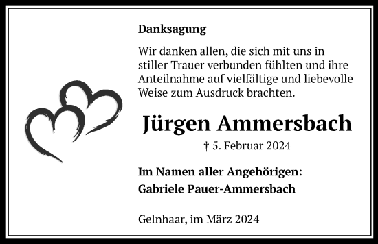 Traueranzeige von Jürgen Ammersbach von Kreis-Anzeiger