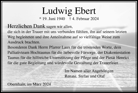 Traueranzeige von Ludwig Ebert von Usinger Anzeiger