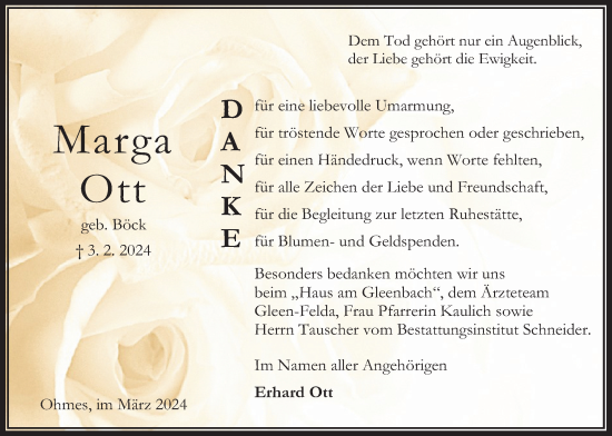 Traueranzeige von Marga Ott von Oberhessische Zeitung
