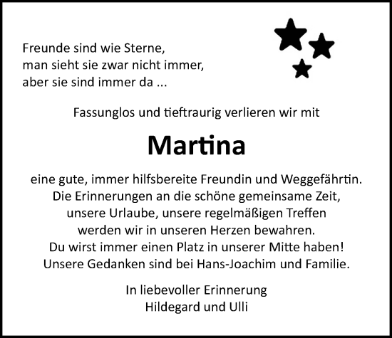 Traueranzeige von Martina Sieler von Kreis-Anzeiger