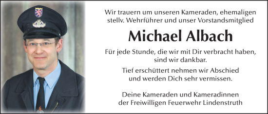 Traueranzeige von Michael Albach von Giessener Anzeiger, Giessener Allgemeine, Alsfelder Allgemeine