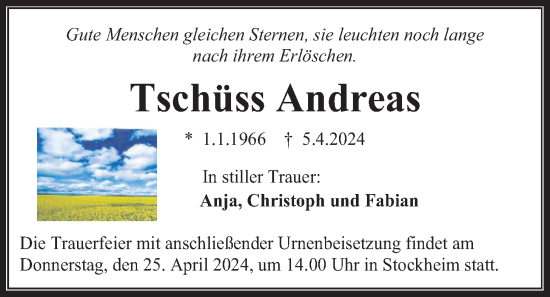Traueranzeige von Andreas  von Kreis-Anzeiger