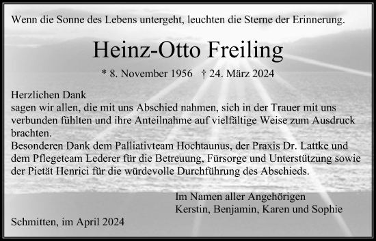 Traueranzeige von Heinz-Otto Freiling von Usinger Anzeiger