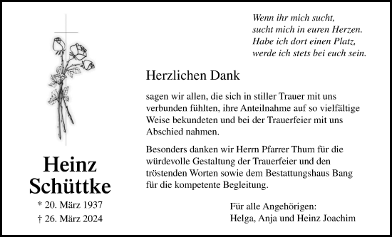Traueranzeige von Heinz Schüttke von Butzbacher Zeitung