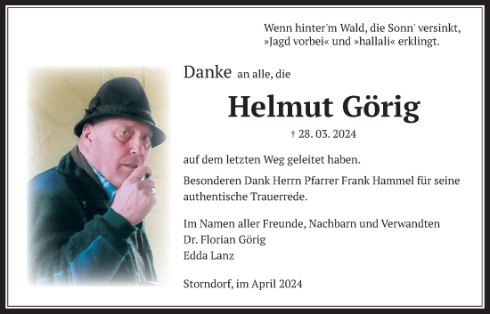 Traueranzeige von Helmut Görig von Oberhessische Zeitung
