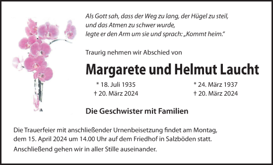Traueranzeige von Helmut Laucht von Giessener Allgemeine, Alsfelder Allgemeine