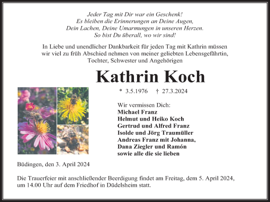 Traueranzeige von Kathrin Koch von Kreis-Anzeiger