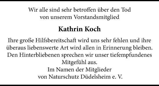 Traueranzeige von Kathrin Koch von Kreis-Anzeiger