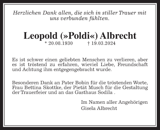Traueranzeige von Leopold Albrecht von Wetterauer Zeitung