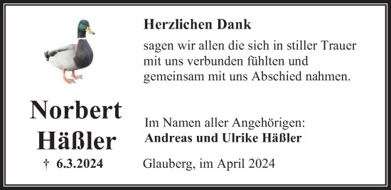 Traueranzeige von Norbert Häßler von Kreis-Anzeiger