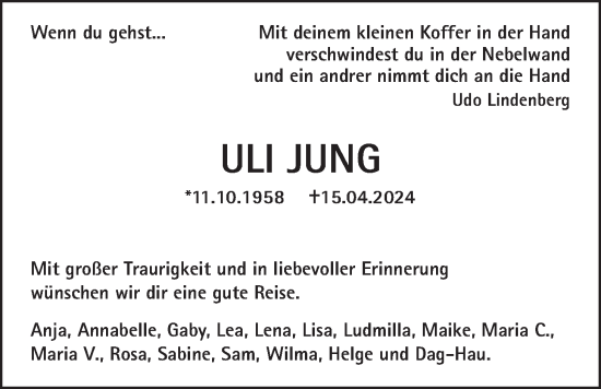 Traueranzeige von Uli Jung von Butzbacher Zeitung