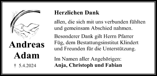 Traueranzeige von Andreas Adam von Kreis-Anzeiger
