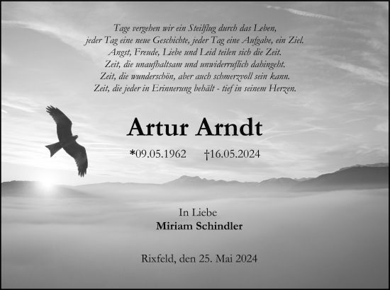Traueranzeige von Artur Arndt von Lauterbacher Anzeiger