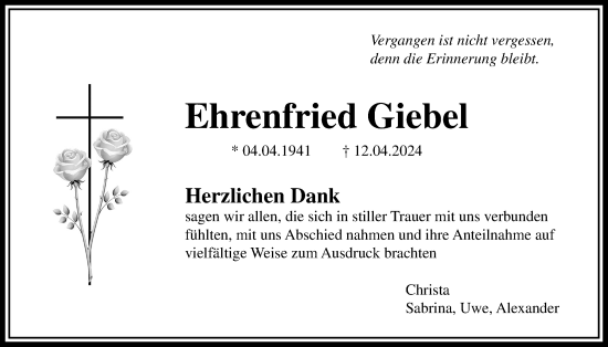 Traueranzeige von Ehrenfried Giebel von Bad Vilbel/Karben