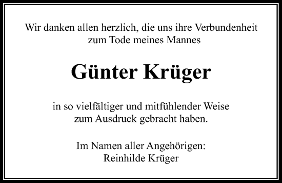 Traueranzeige von Günter Krüger von Wetterauer Zeitung