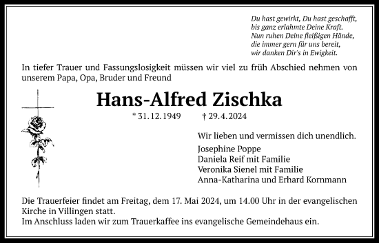 Traueranzeige von Hans-Alfred Zischka von Licher Wochenblatt