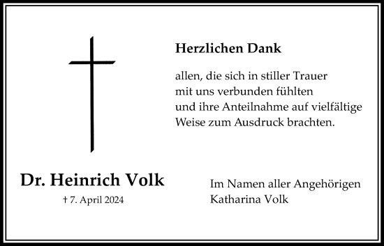 Traueranzeige von Heinrich Volk von Bad Vilbel/Karben