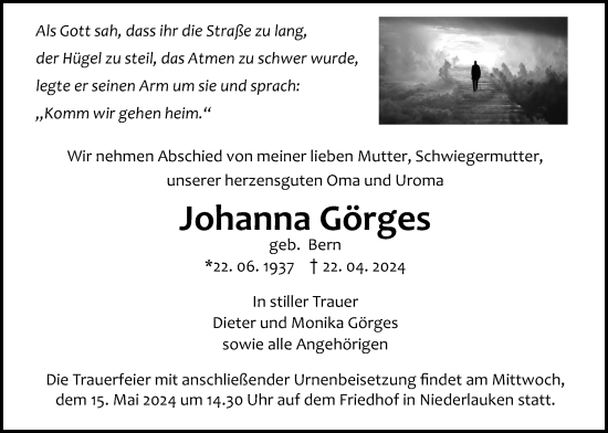 Traueranzeige von Johanna Görges von Usinger Anzeiger