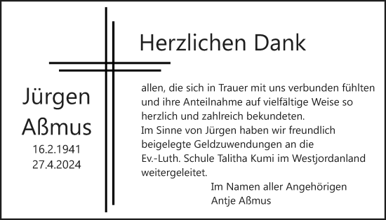 Traueranzeige von Jürgen Aßmus von Wetterauer Zeitung