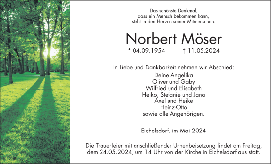 Traueranzeige von Norbert Möser von Kreis-Anzeiger